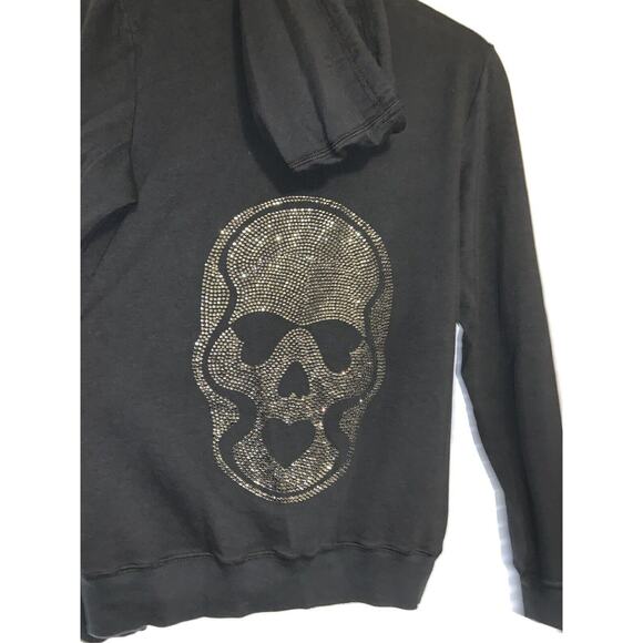 me.n.u. Tops - Vintage Y2k Inspo Me.N.U Black Skull Zip Hoodie Size XL
